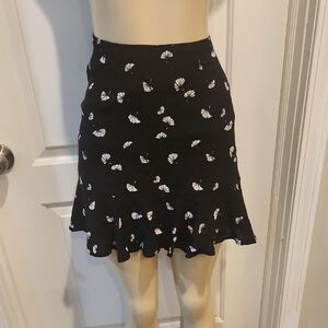 Forever 21 Black and White Ruffled Skater Skirt